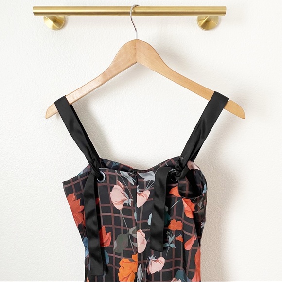 MANGO Suit Floral + Plaid Midi Dress - Size 4 - Picture 11 of 14